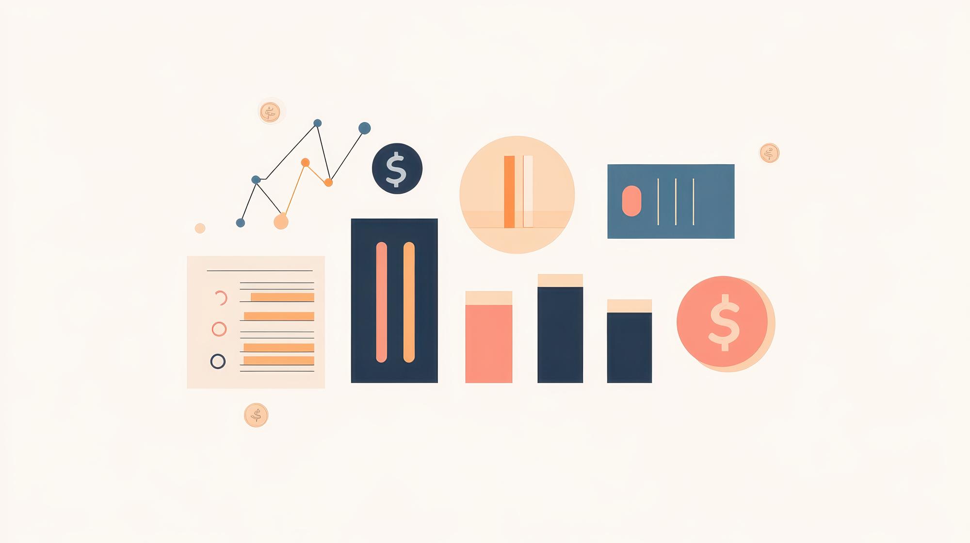 Pricing overview graphic with simple charts